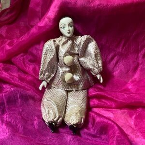 Vintage Porcelain Harlequin Doll/Pierrot Clown Figurine